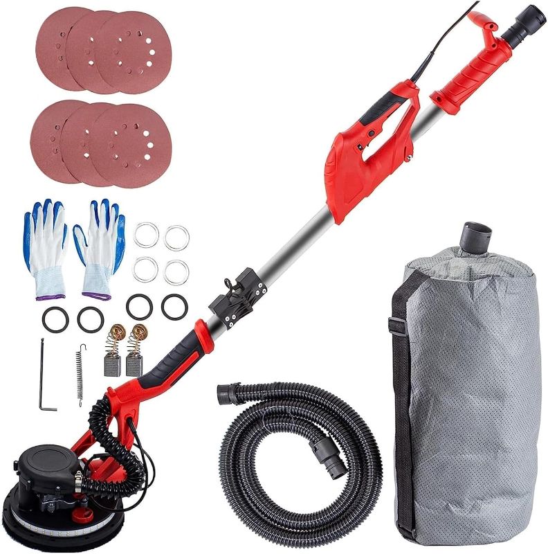 Photo 1 of VEVOR Drywall Sander 850W, Electric Drywall Sander Variable Speed 800-1750 RPM, Foldable Sheetrock Sander with Telescope Handle, Electric Sander with LED Strip Light and Vacuum Bag, Wall Sander