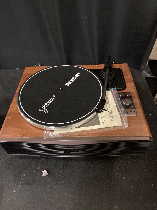 Photo 1 of Paron Record Player Vintage Turntable for Vinyl Records with Built-in Speakers Bluetooth Retro Phonograph Wood Walnut