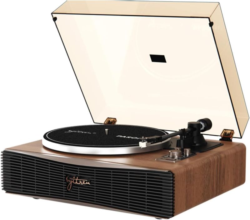 Photo 1 of Paron Record Player Vintage Turntable for Vinyl Records with Built-in Speakers Bluetooth Retro Phonograph Wood Walnut