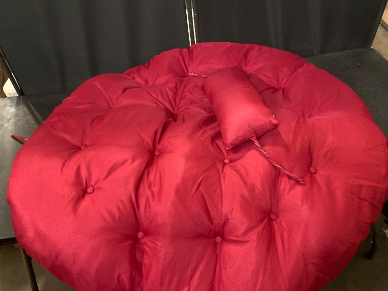 Photo 1 of Thick Egg Chair Cushion Replacement Outdoor Waterproof Egg Swing Chair Cushions 45 * 45 Inches Nonslip Round Wine Red Hanging Chair Pads with Headrest Pillow