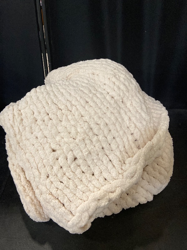 Photo 1 of Handmade Chunky Knit Throw Blanket, Machine Washable