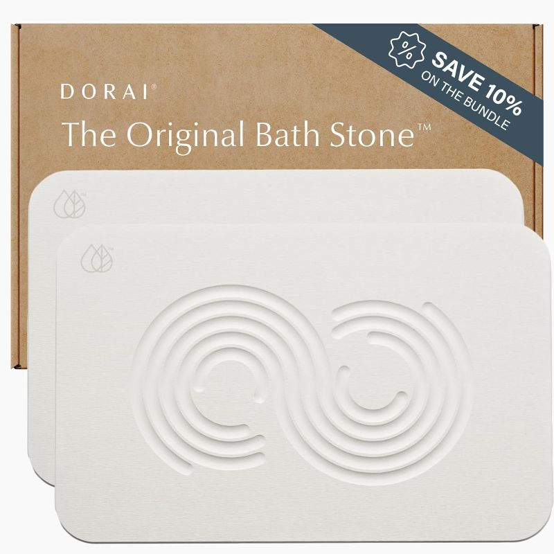 Photo 1 of Dorai Home Bath Stone Mat 23.6"x15.4"| Luxury Diatomite Stone Bath Mat |Quickly Removes Water | Non-Slip, Quick-Dry Stone Bath Mat for Bathroom | Zen Sandstone - 2 Pack