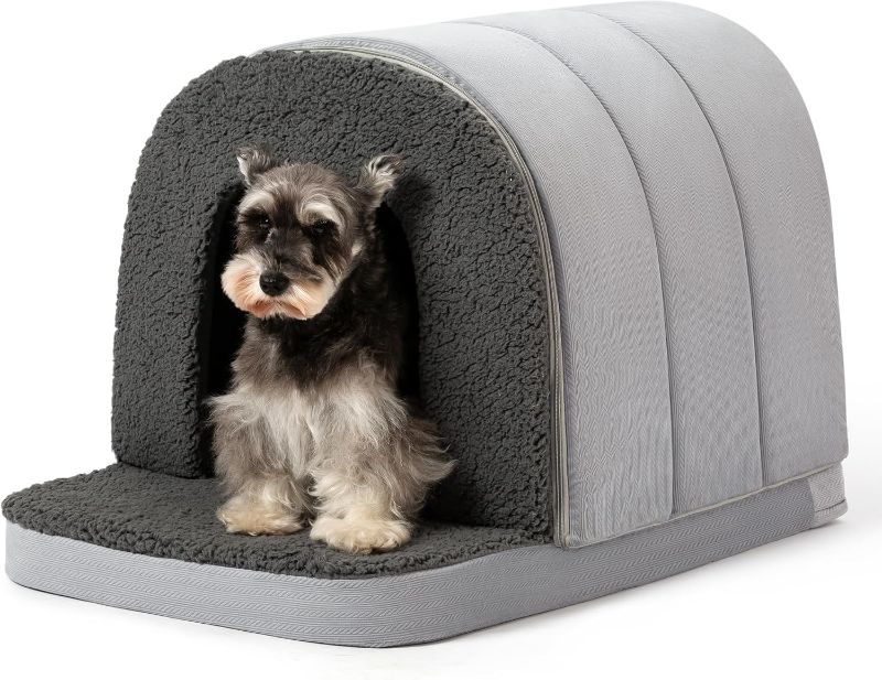 Photo 1 of Orthopedic Dog Bed House - Dog House Indoor with Egg-Crate Foam - Tent Bed with Waterproof Lining & Nonskid Bottom, Ideal for Large Breeds & Fits 36-Inch Crate - 35"x22", Charcoal