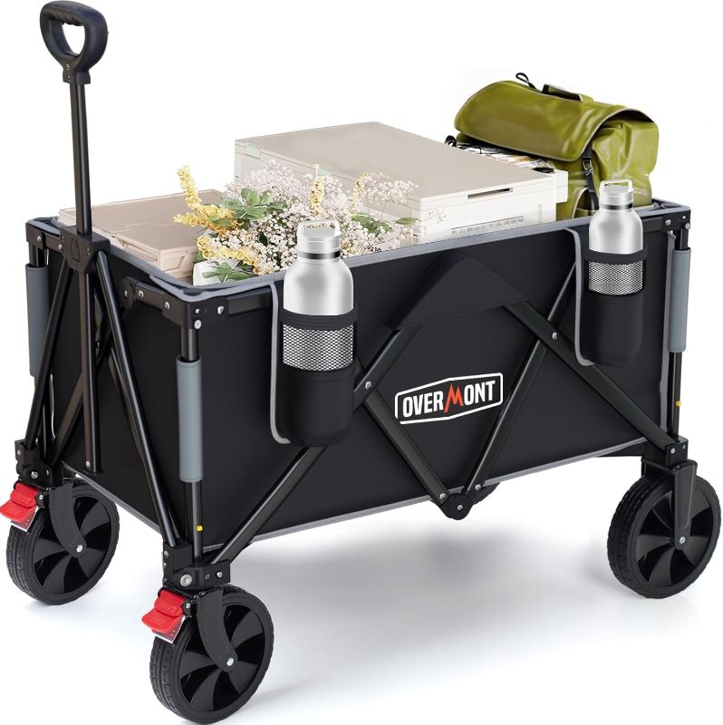 Photo 1 of Overmont 150L Wagons Carts Foldable - Large Capacity Folding Collapsible Wagon Cart for Grocery Camping Utility Gardening Sports Travelling- 330lbs Load