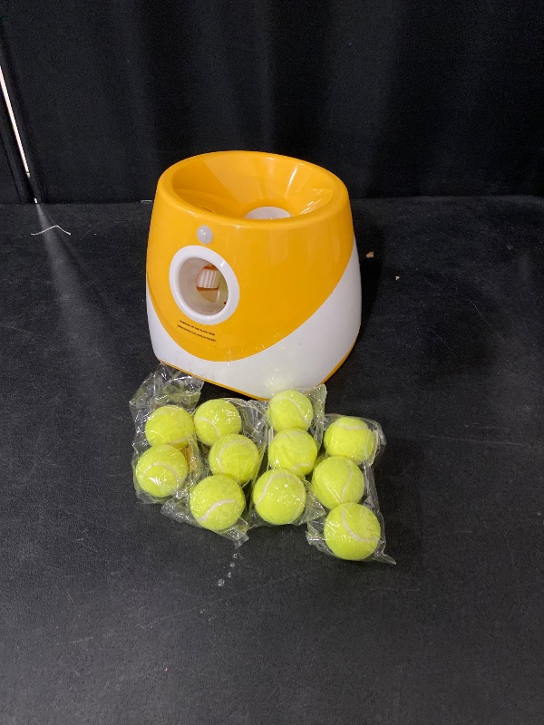 Photo 1 of Automatic Ball Launcher for Small Dogs, USB Rechargeable Ball Thrower,10-30 Ft, Indoor& Outdoor Tennis Ball Thrower, 15PCS Mini Tennis Balls Included