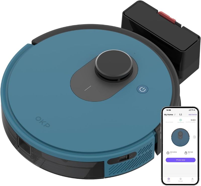 Photo 1 of OKP Lidar Robot Vacuum Cleaner 4000Pa Suction Power, No-Go Zone, LiDAR Navigation, Smart Mapping Home Robotic Vacuum, Self-Charging, Wi-Fi/APP/Alexa Control, for Pet Hair, Carpet, Hard Floor