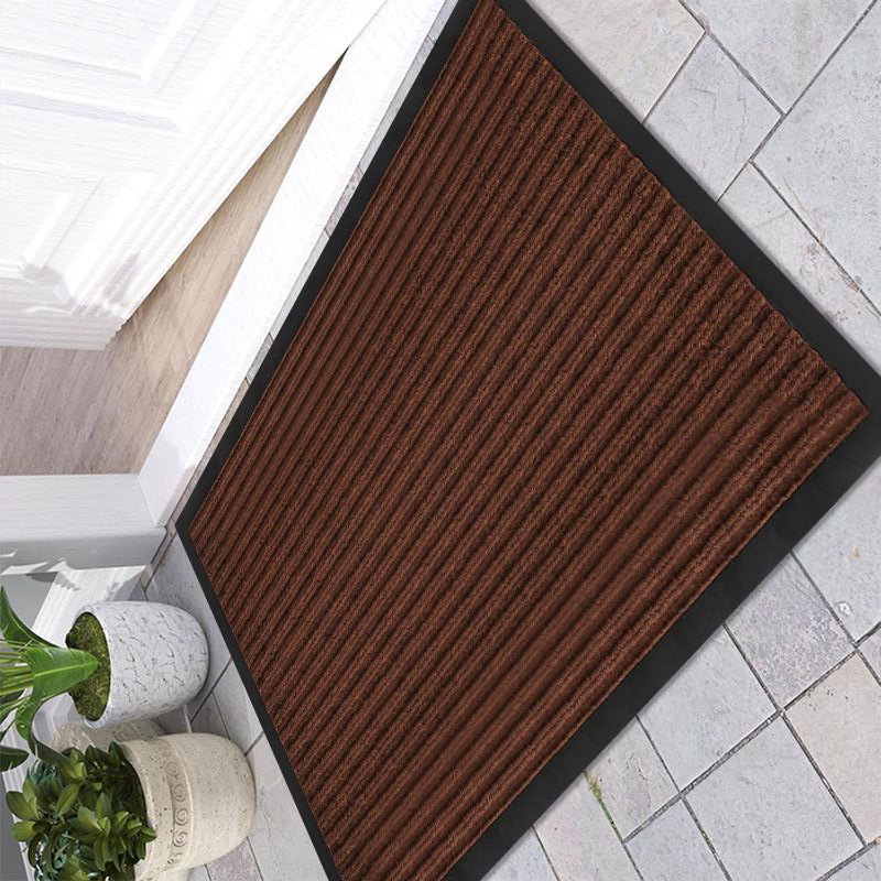 Photo 1 of Front Door Mat Indoor Outdoor Entrance 30"x17", Ribbed Non Slip Mat, Absorbent Dirt Moisture Trapper Waterproof Rubber Backing Doormats, Low Profile Washable Front Doormat Floor Mat, Brown
