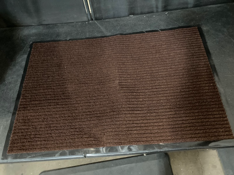 Photo 1 of Front Door Mat Indoor Outdoor Entrance 30"x17", Ribbed Non Slip Mat, Absorbent Dirt Moisture Trapper Waterproof Rubber Backing Doormats, Low Profile Washable Front Doormat Floor Mat, Brown