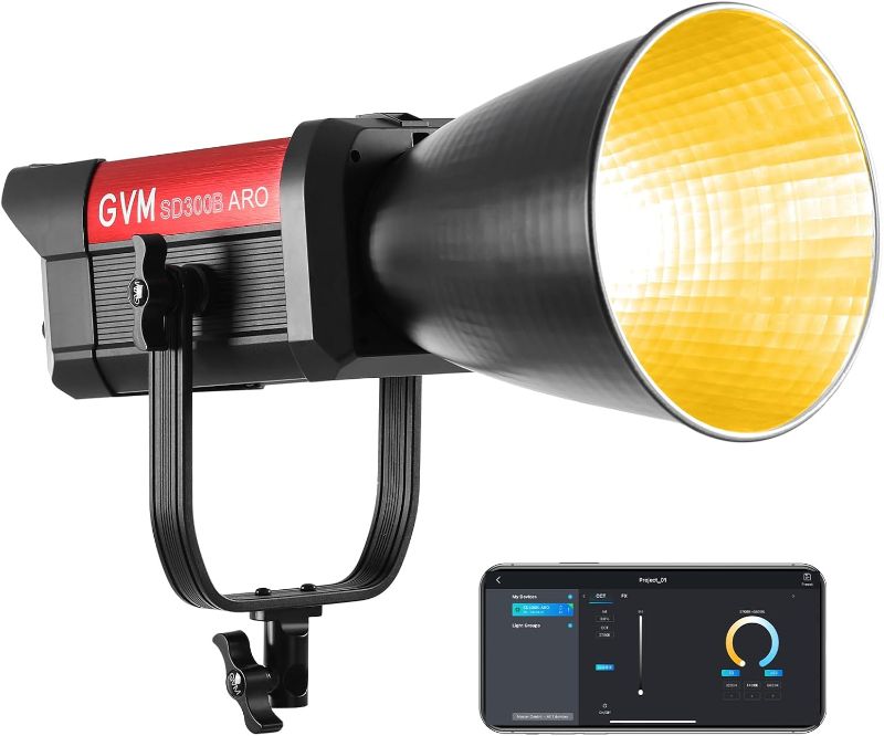 Photo 1 of GVM 300W LED Video Light, 221950lux/1m, ARO SD300B Photography Lighting Kit with APP Control, 2700K-6800K Studio Light Continuous Lighting Kit for YouTube,Film,12 Scene Effects