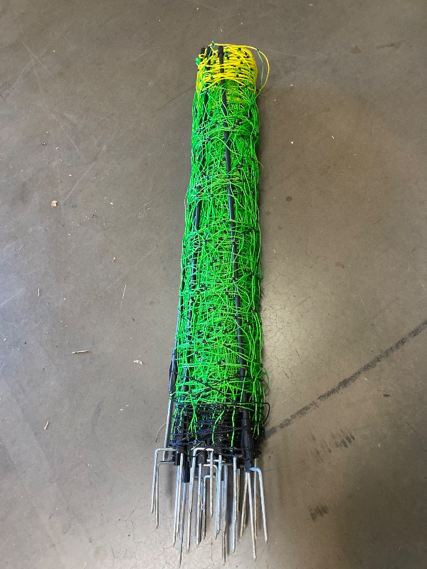 Photo 1 of Electric Fence Netting, 35.4" x 164' Portable Electric Net Fence for Goats, Sheep, Lambs, Hogs in Backyards, Farms, Ranches, Homesteads and Gardens,(14 Posts, 2 Spikes,Green)