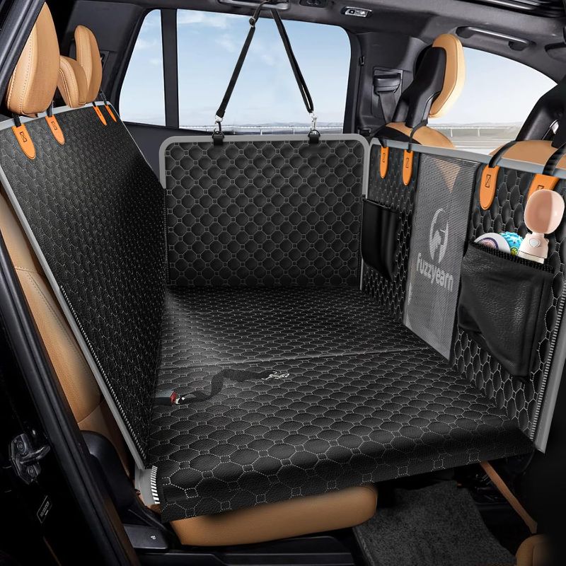 Photo 1 of Leather Back Seat Extender for Dogs, Scratchproof and Waterproof Car Seat Cover with Hard Bottom(Holds 400lbs),Dog Hammock for Car, SUV and Truck (Black)