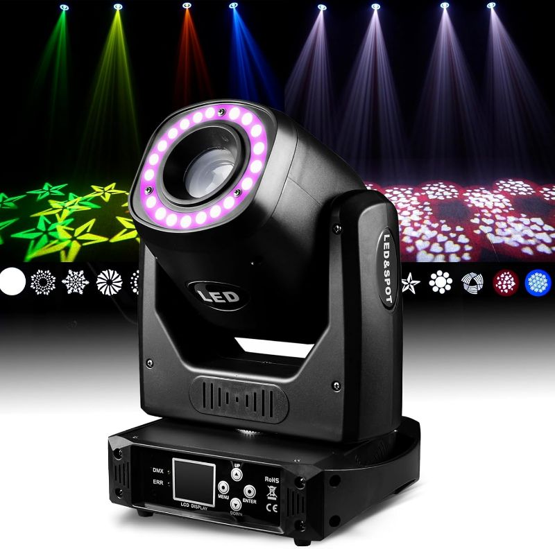 Photo 1 of 120W LED Moving Head Dj Lights 8 Colors 13 Gobos Spotlights Stage Lighting Static Rotating with Halo Effect 5-Facet Prism Sound DMX for Show Christmas Club Party Wedding