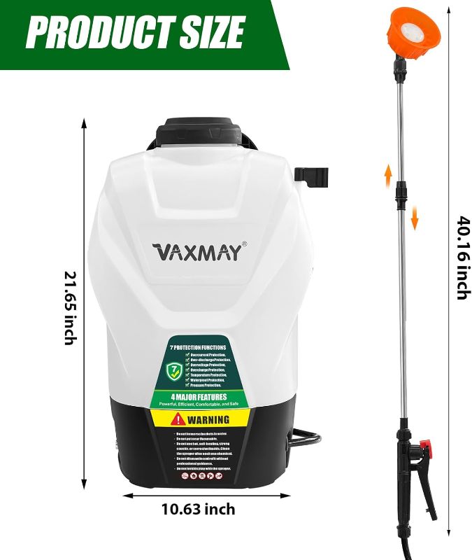 Photo 1 of Backpack Sprayer 4 Gallon Battery Powered Garden Sprayer, VaxMay Electric Weed Sprayer Works with Makita 18V Battery, 100 PSI, Telescopic Wand, 5 Nozzles, 2