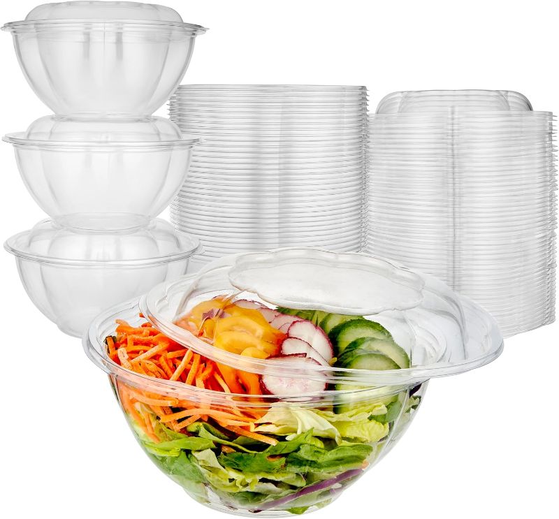 Photo 1 of Stock Your Home 32oz Clear Plastic Salad Bowls with Lids Disposable (50 Pack) Medium Takeout Container with Snap on Lid for Fruit Salads, Quinoa, Lunch and Meal Prep, Acai Bowl, To-Go Party Containers
