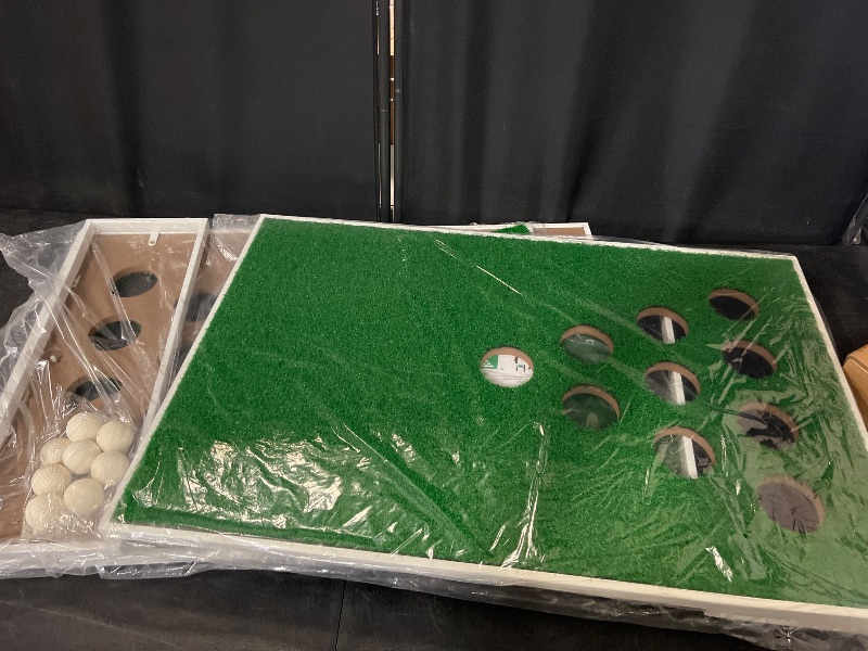 Photo 1 of Golf Cornhole Game Set Combined Pong Game, Chipping Yard Game Boards with Chipping Mats & Golf Balls for Tailgate, Ideal Gift for Family, Golfer and Friends