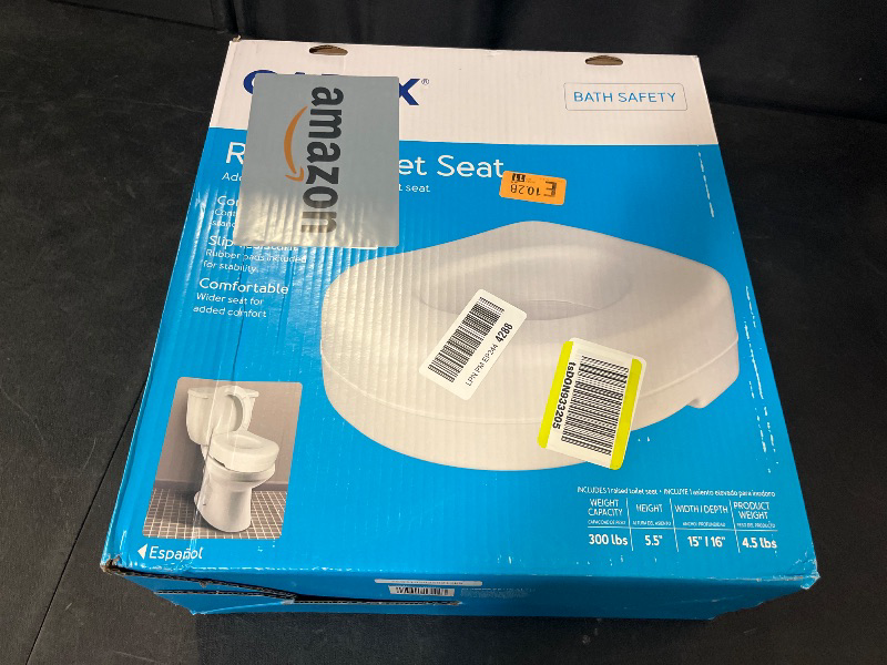 Photo 1 of Carex Toilet Seat Riser, Elongated Raised Toilet Seat Adds 3.5 inches to Toilet Height, for Assistance Bending or Sitting, 300 Pound Weight Capacity Toilet Riser