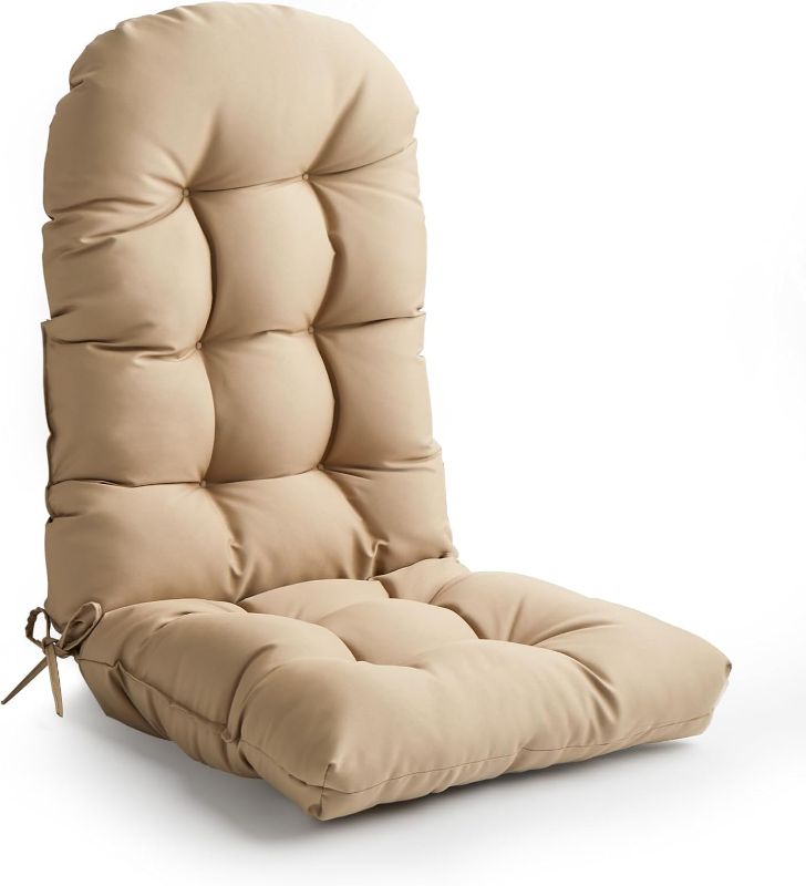 Photo 1 of Adirondack Chair Cushion, High Back Patio Cushions with Adjustable Ties, 48.8 x 20.4 x 4.3, Waterproof Tufted Pillow, Fade Resistant Seat Rocking Chair Cushion for Indoor/Outdoor, Khaki, 1