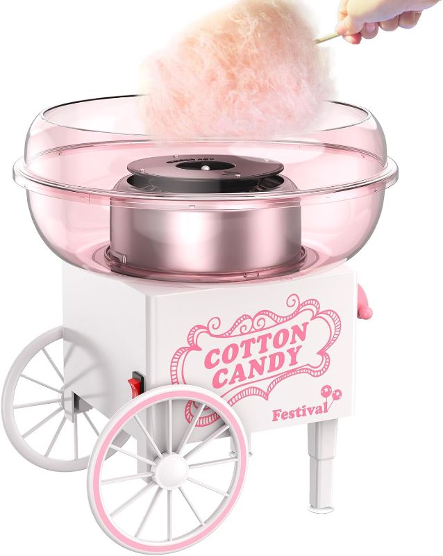 Photo 1 of Cotton Candy Machine, Mini Cotton Candy Maker Machine for Kids with Sugar Scoop, Easy & Safe to Use, Pink Vintage Portable Candy Floss Maker for Birthday, Home, Party Gatherings, Christmas Gift