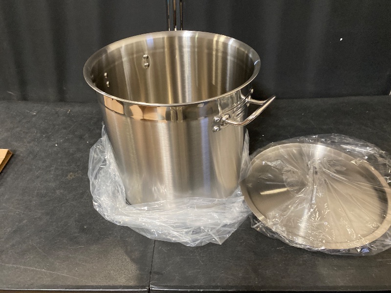 Photo 1 of VEVOR Stainless Steel Stockpot, 53 Quart Large Cooking Pots, Cookware Sauce Pot with Lid, and Handle, Heavy Duty Commercial Grade Stock Pot, Sanding Treatment, for Large Groups Events Silver