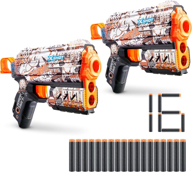 Photo 1 of XSHOT Skins Flux - Sonic Retro (2 Pack + 16 Darts) by ZURU, Easy Reload, Air Pocket Dart Technology, Toy Foam Dart Blaster for Kids, Teens, and Adults, Frustration Free Packaging