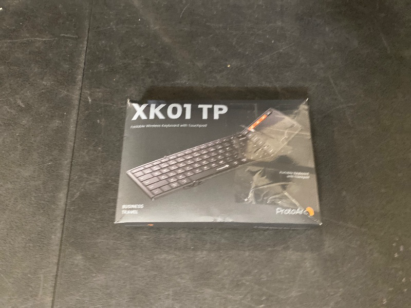 Photo 1 of ProtoArc Foldable Keyboard with Touchpad, XK01 TP Folding Portable Keyboard, Full Size Keys, Large Trackpad Bluetooth Travel Keyboards for Laptop PC Tablet - Black