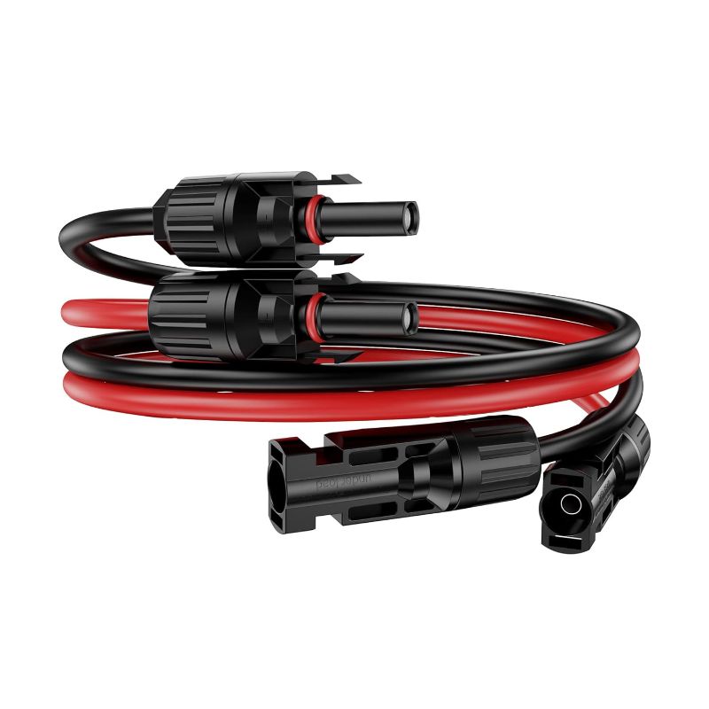 Photo 1 of 3Ft Solar Cable Solar Extension Cable,10AWG Solar Panel ExtensionCable with Female and Male Connectors,Waterproof Solar ExtensionCable Kit (Red and Black)