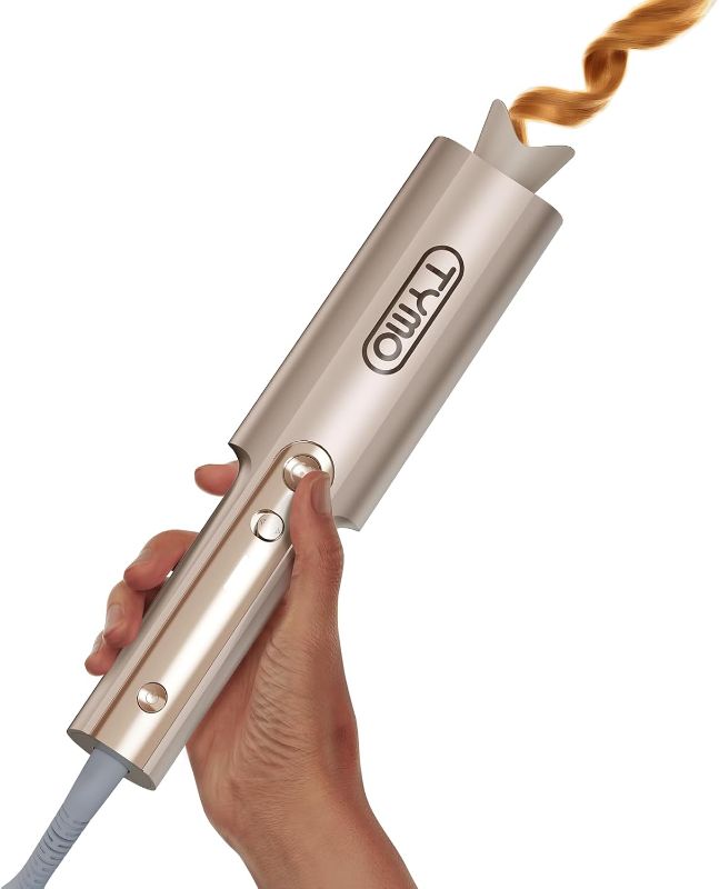 Photo 1 of Upgraded Automatic Rotating Curling Iron - TYMO CurlPro Plus Long Barrel Curling Wand for Long Hair, Ceramic Hair Curler for Women, Anti-Scald, Tangle-Free, 600M Ionic, Dual Voltage, Gold, 1 Inch