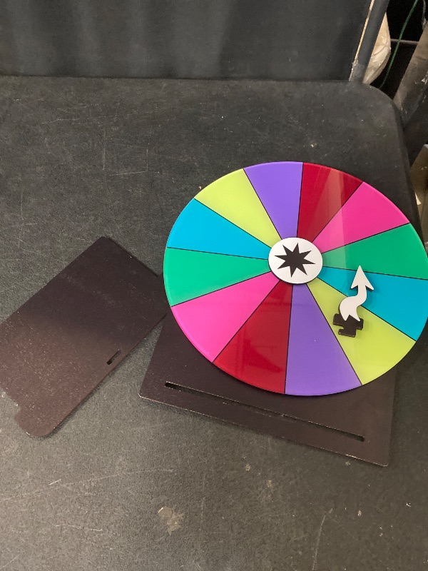 Photo 1 of ZHOOGE Prize Wheel - 12 Inch Tabletop Roulette Spinner of Fortune with Dry Erase Marker for Fortune Spinning Game, Carnival & Tradeshow