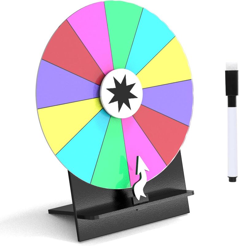 Photo 1 of ZHOOGE Prize Wheel - 12 Inch Tabletop Roulette Spinner of Fortune with Dry Erase Marker for Fortune Spinning Game, Carnival & Tradeshow
