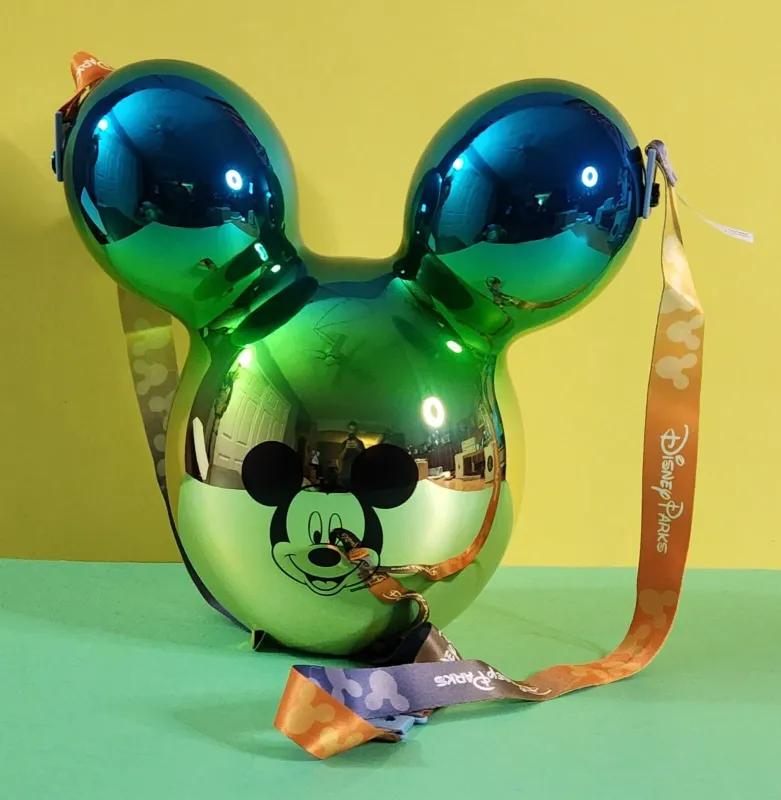 Photo 1 of Disney Balloon Mickey Head Popcorn Bucket Metallic Blue Green Gold Ombre