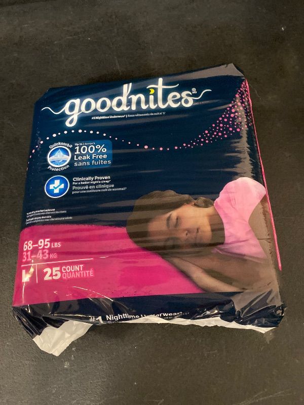 Photo 1 of Goodnites Girls' Nighttime Bedwetting Underwear, Size Large (68-95 lbs), 34 Ct (3 Packs of 17), Packaging May Vary