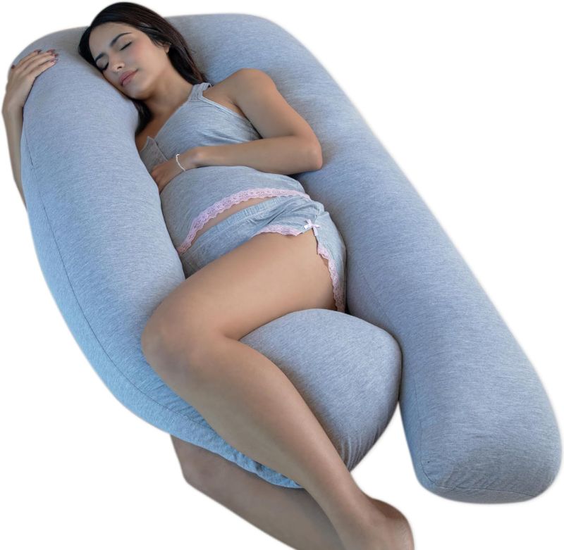 Photo 1 of Pharmedoc Pregnancy Pillows, U-Shape Full Body Pillow - Solid – Removable Jersey Cover - Grey – Pregnancy Pillows for Sleeping – Body Pillows for Adults, Maternity Pillow and Pregnancy Must Haves