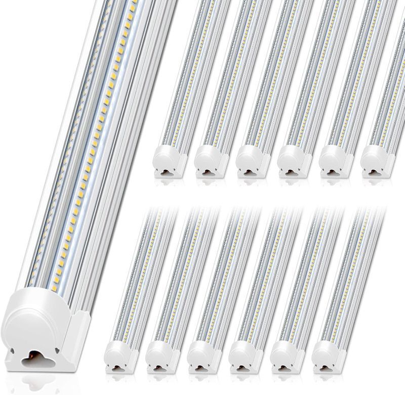 Photo 1 of Barrina 8FT LED Shop Light, 100W 15000LM 5000K, Clear Cover Linkable Led Tube Lights, V Shape Integrated T8 LED Lighting, LED Ceiling Lights for Garage, Warehouse, Workshop, ETL Listed, 60 Pack