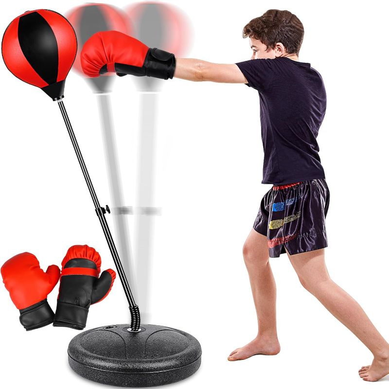 Photo 1 of Punching Bag for Ages 3 4 5 6 7 8+ Years Old Kids, Boxing Bag Set Toy with Boxing Gloves, Height Adjustable Punching Bag, Sport Toy for Boys & Girls, Ideal Christmas Birthday Gift for Kids