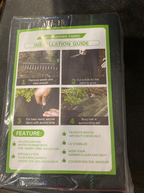 Photo 1 of 3ftx50ft  Barrier Landscape Fabric Heavy Duty Weed Block Gardening Ground Cover Mat, Weed Control Garden Cloth Woven Geotextile Fabric for Underlayment Commercial Driveway Fabric