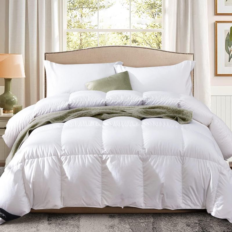 Photo 1 of Globon King Size Down Comforter - All Season Duvet Insert with Medium Warmth, Soft and Noiseless Shell,8 Corner Tabs, and Machine Washable - White
