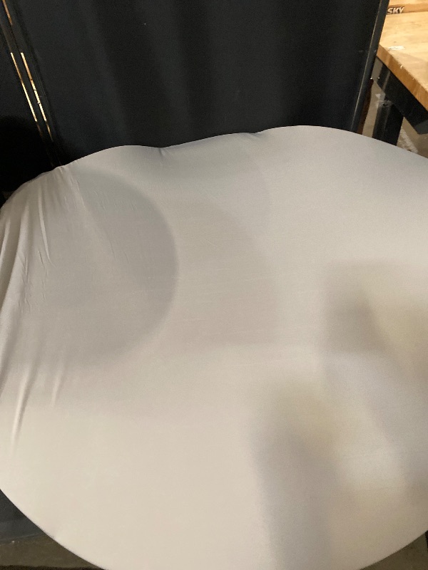 Photo 1 of Obstal Fitted Round Table Cloth, Reversible Waterproof Stain Resistant Elastic Stretch Tablecloth, Wipe Clean Table Cover for Outdoor/Indoor Use, Fits Round Tables up to 40" - 44" Diameter, Silver