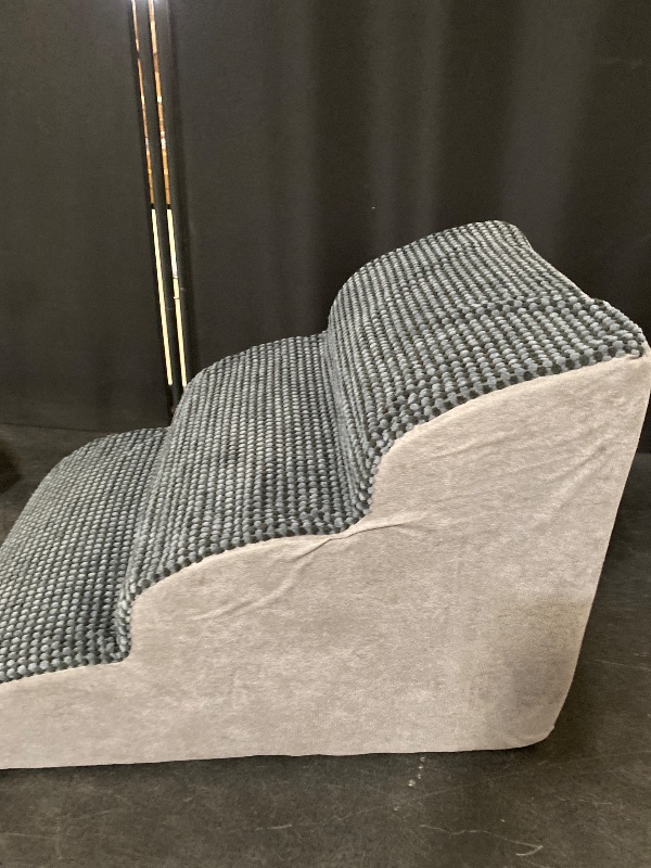 Photo 1 of 15.7”H Curved Dog Stairs Ramp for Beds Couches, Pet Steps with Durable Non-Slip Washable Fabric Cover, Pet Stairs for Bed Climbing, Dog Steps for Small Dogs and Cats, 3-tiers