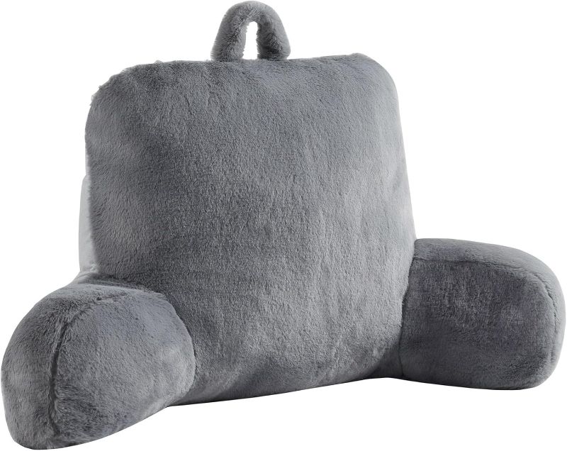 Photo 1 of Reading Back Pillow with Arms Back Support Designed for Sitting Up in Bed and Couch, Gray