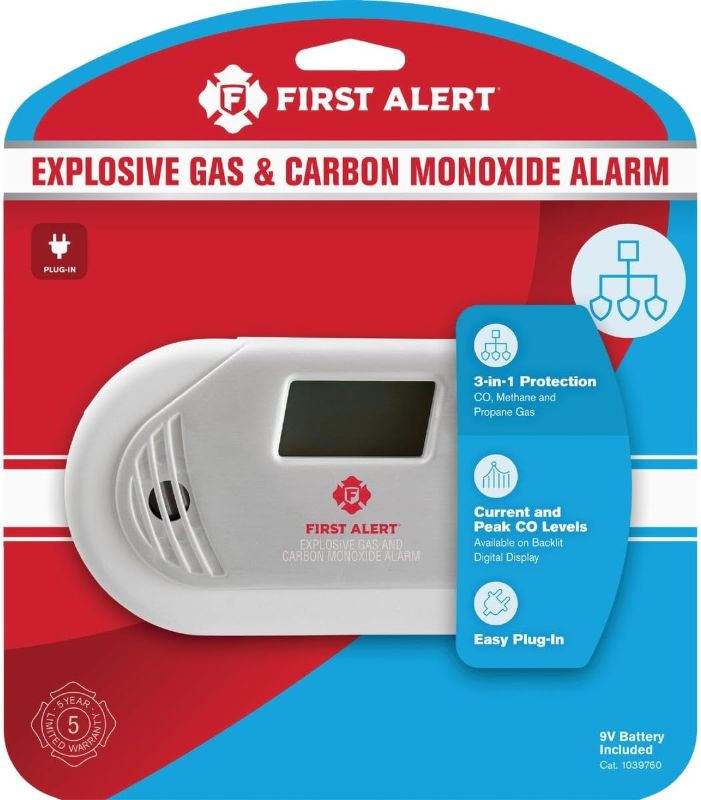 Photo 1 of FIRST ALERT Combination Explosive Gas and Carbon Monoxide Alarm with Backlit Digital Display, GCO1CN