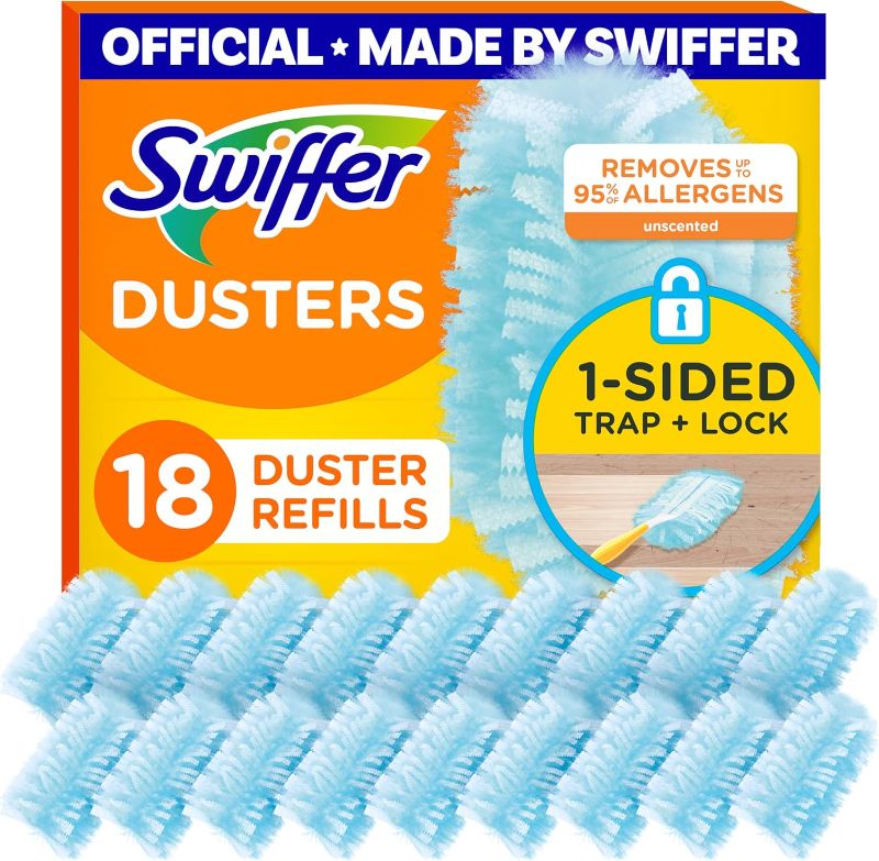 Photo 1 of Swiffer Dusters Refill for Cleaning, Made by SWIFFER, Feather & Microfiber Duster Disposable Alternative, for Dusting Furniture, Blinds, Ceiling Fans, Walls, Helps Remove Allergens, Unscented, 18ct?