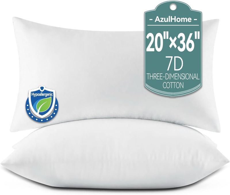 Photo 1 of Pillows King Size Set of 2, 20x36 Hotel Collection Bed Pillows for Sleeping, Pillows for Side and Back Sleepers, Super Soft Down Alternative Microfiber Filled Pillows
