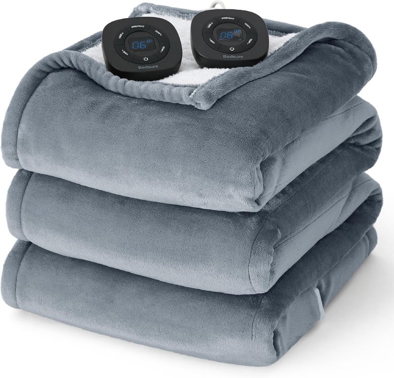 Photo 1 of Bedsure Electric Blanket King Size - Dual Control Heated Blanket King Size, Fast Heating with 10 Time Settings & 10 Heat Settings, Warm Gift for Grandma (100x90 inches, Grey)