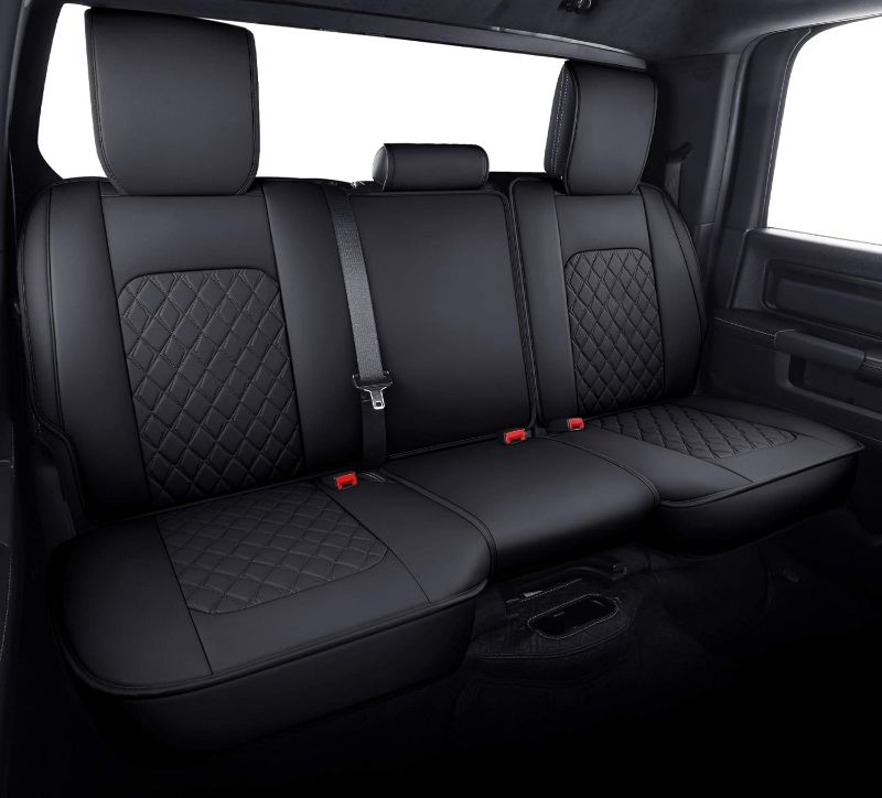 Photo 1 of Aierxuan Dodge Ram Back Seat Covers Waterproof Leather Custom Fit 2009-2026 1500, 2010-2026 2500/3500 Crew Quad Regular Cab Pickup Cushions Compatible with Split Bench 40/60(Rear Seat/Black)