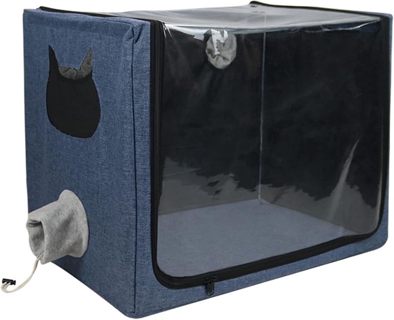 Photo 1 of Pet Atomization Nest,Cat and Dog Atomization Box Oxygen Inhalation Machine Dedicated Folding Atomization Box,Small Pet Oxygen Inhalation Box ICU Cage-Grey 24 in,7ecr8-001