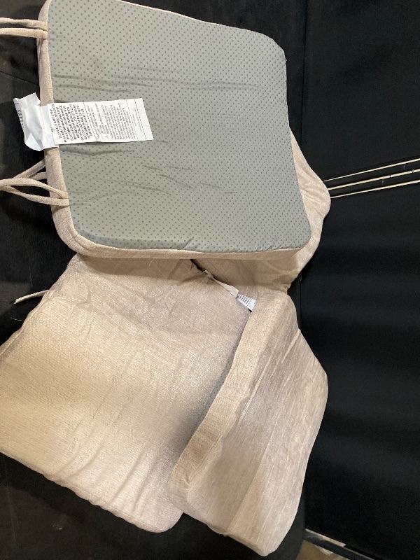 Photo 1 of AAAAAcessories D-Shaped Chair Cushions, 2" Thick Dining Chair Pads with Ties and Removable, Machine-Washable Cover, 17" x 16", Set of 4, Oatmeal Beige