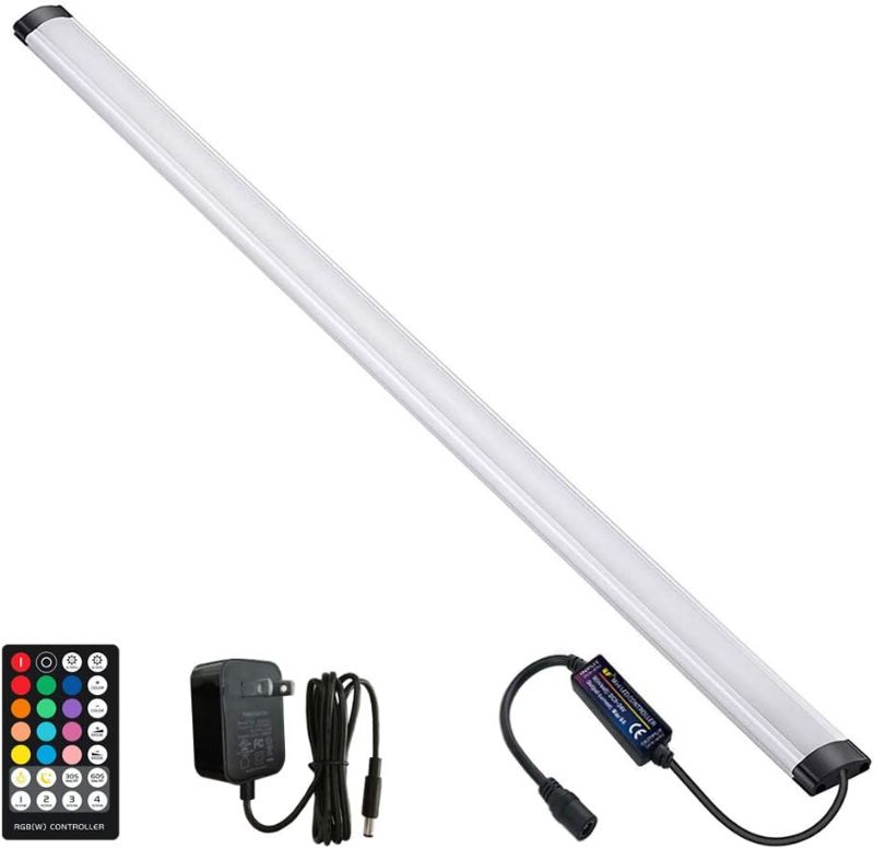 Photo 1 of Dimmable Under Cabinet Lighting, RGB LED Light Bar, RF Remote Control Lamp, Multicolor Under Counter Lights for Desk, Room, Cupboard, Hallway, Shelf, Closet (24 Inch)