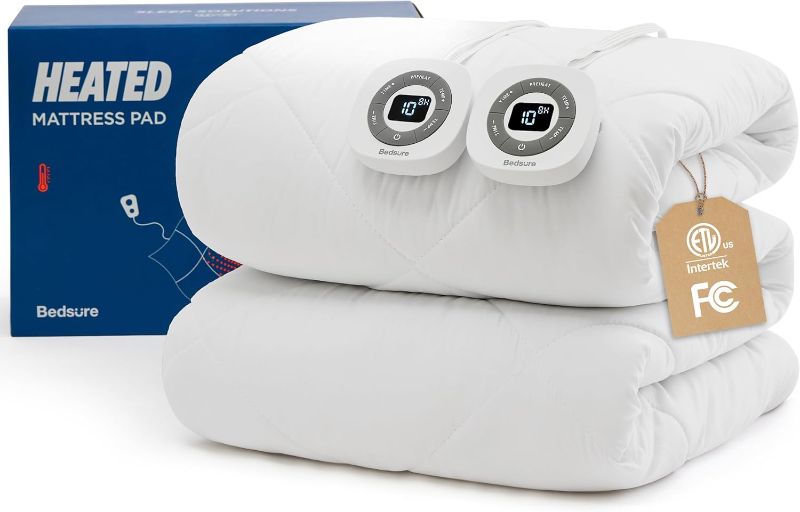 Photo 1 of Bedsure Heated Mattress Pad Queen - Bed Warmer with Memory & Preheat Functions, 12-Hour Auto Off & 10 Heat Settings, Dual Controllers, Fast Heating, Brushed Electric Mattress Pad Queen, 60"x80"