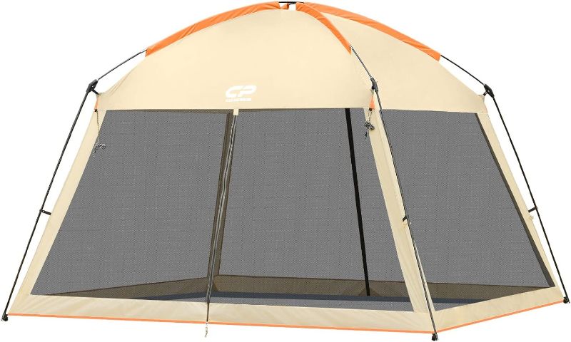 Photo 1 of CAMPROS CP Screen House 12 x 12 Ft Screened Mesh Net Wall Canopy Tent Screen Shelter Gazebos for Patios Outdoor Camping Activities - Beige