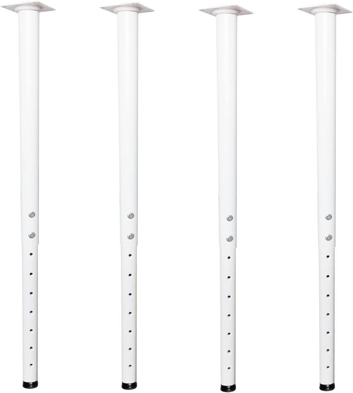 Photo 1 of Jahof Adjustable Table Legs 22-36 inch (55-90cm), Metal Desk Legs Ø42/38 mm with Screws, Telescopic Legs for Tabletops, DIY Desk, RV, Home and Office (4pcs, White)
